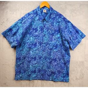 Vintage Rum Reggae Shirt Mens XXL Reef Sea Animals Fish Blue Hawaiian Surf